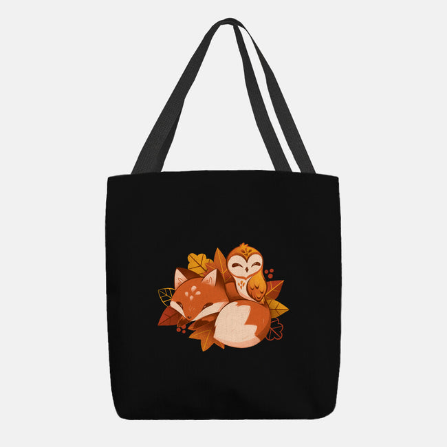 Fox And Owl Autumn-None-Basic Tote-Bag-ricolaa