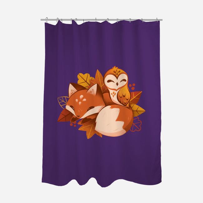 Fox And Owl Autumn-None-Polyester-Shower Curtain-ricolaa