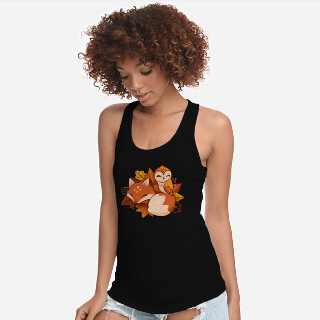 Fox And Owl Autumn-Womens-Racerback-Tank-ricolaa