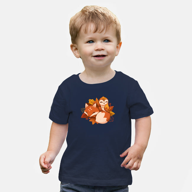 Fox And Owl Autumn-Baby-Basic-Tee-ricolaa