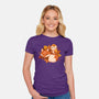 Fox And Owl Autumn-Womens-Fitted-Tee-ricolaa