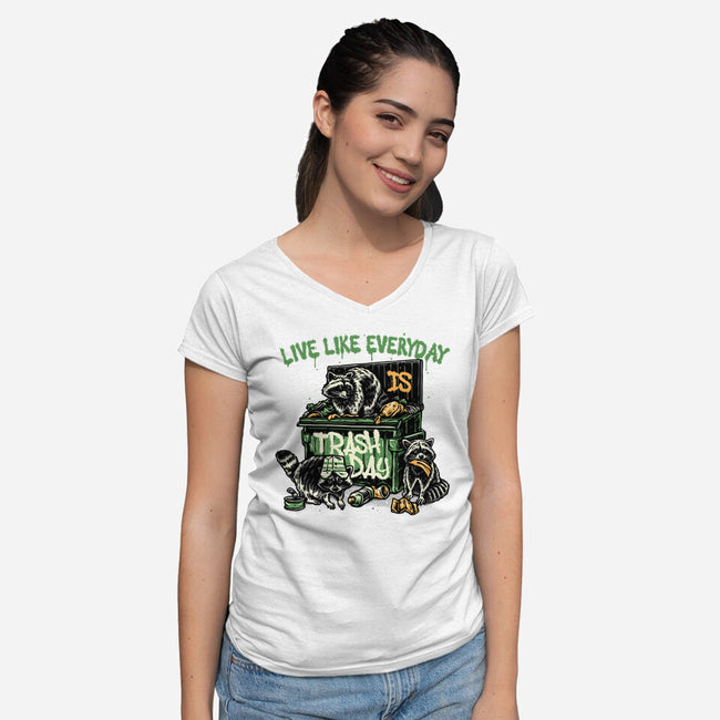 Trash Day-Womens-V-Neck-Tee-glitchygorilla