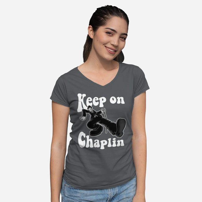 Keep On Chaplin-Womens-V-Neck-Tee-jasesa