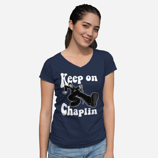 Keep On Chaplin-Womens-V-Neck-Tee-jasesa