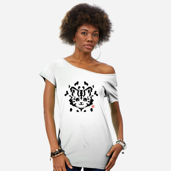 Cat Rorschach Test-Womens-Off Shoulder-Tee-tobefonseca