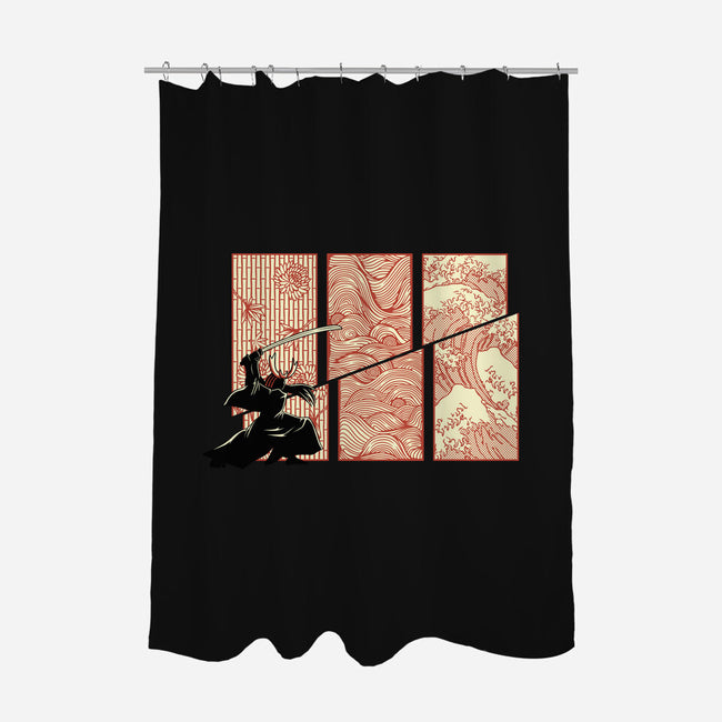 Japanese Samurai Kanagawa Wave-None-Polyester-Shower Curtain-tobefonseca