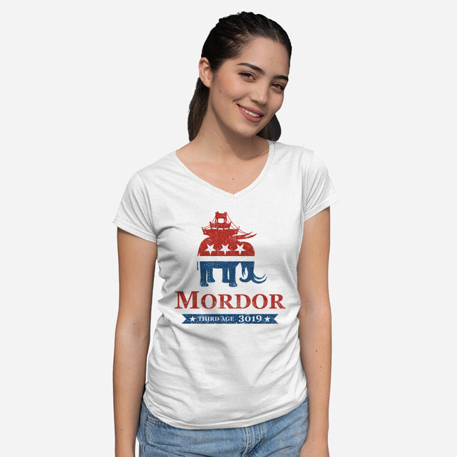 Fantasy Elections-Womens-V-Neck-Tee-Cattoc_C