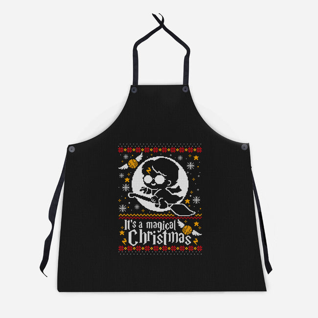 Magic Night Christmas-Unisex-Kitchen-Apron-NemiMakeit