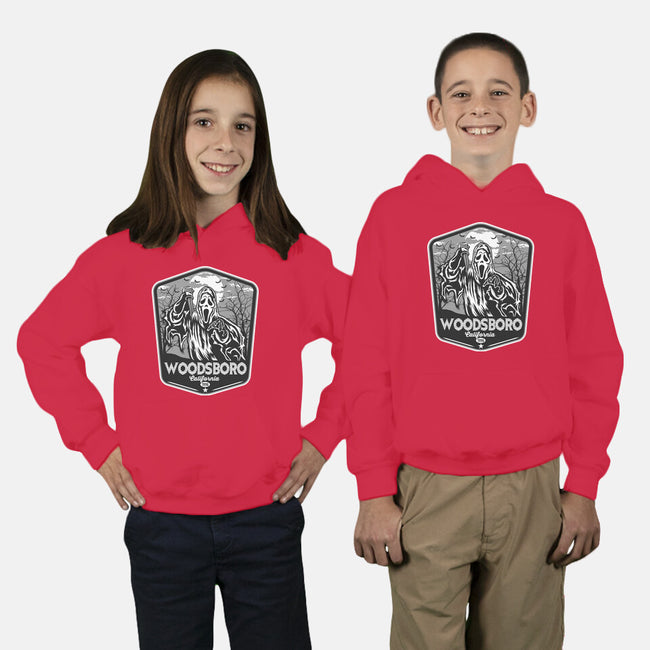 Woodsboro Badge-Youth-Pullover-Sweatshirt-CarloJ1956