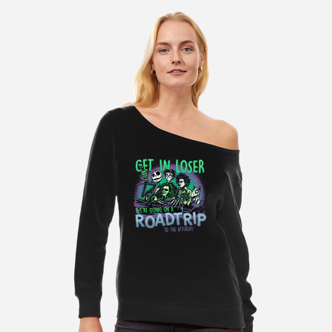 Road Trip To The Afterlife-Womens-Off Shoulder-Sweatshirt-glitchygorilla