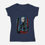 Attack Of Voorhees-Womens-V-Neck-Tee-hypertwenty