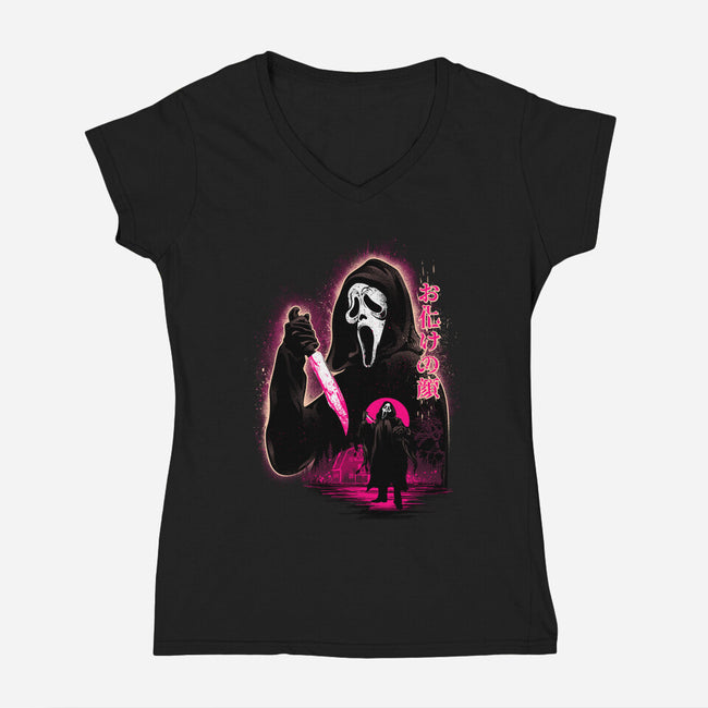 Attack Of Ghostface-Womens-V-Neck-Tee-hypertwenty