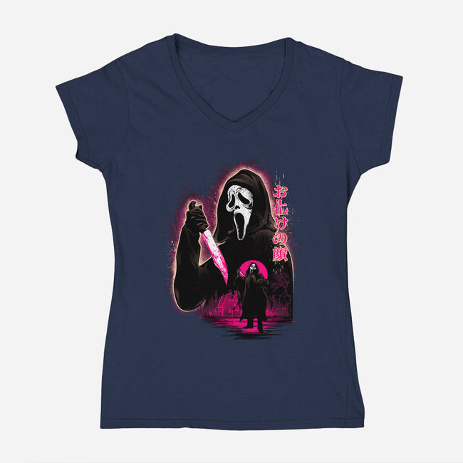 Attack Of Ghostface-Womens-V-Neck-Tee-hypertwenty