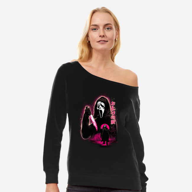 Attack Of Ghostface-Womens-Off Shoulder-Sweatshirt-hypertwenty