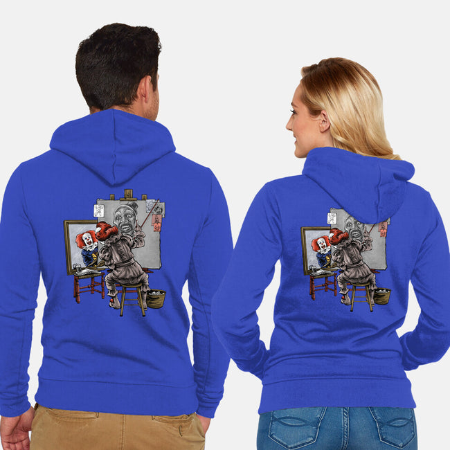 Triple Clown Portrait-Unisex-Zip-Up-Sweatshirt-zascanauta