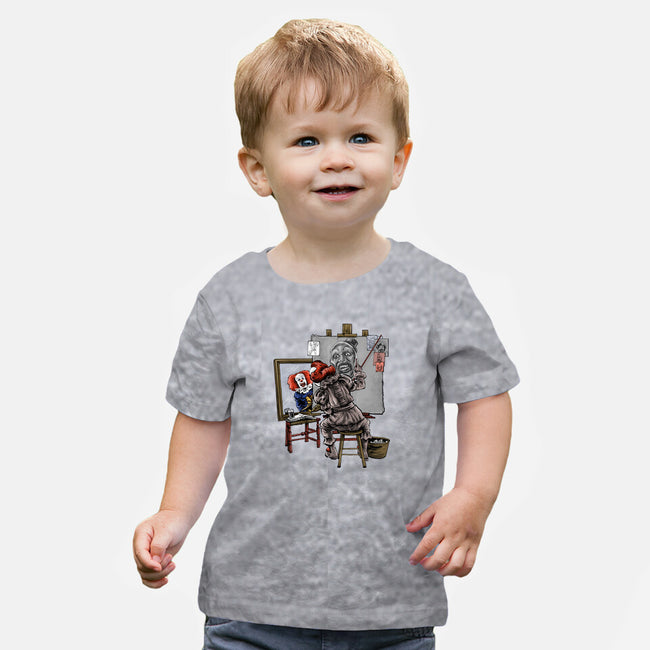 Triple Clown Portrait-Baby-Basic-Tee-zascanauta