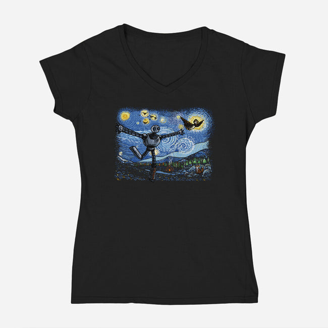 Starry Wild Night-Womens-V-Neck-Tee-Wenceslao A Romero