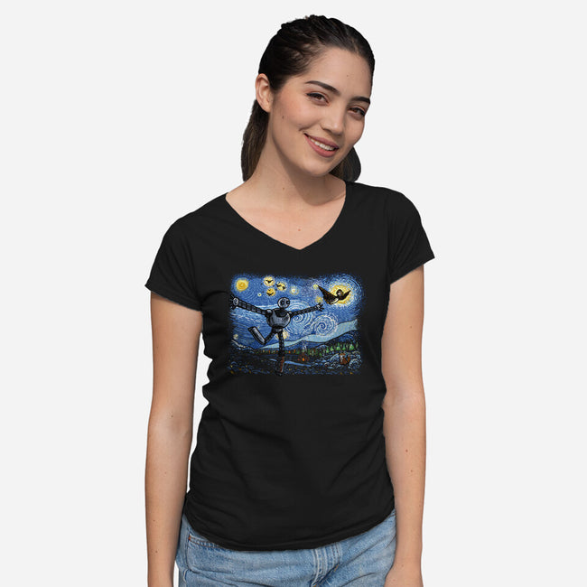 Starry Wild Night-Womens-V-Neck-Tee-Wenceslao A Romero