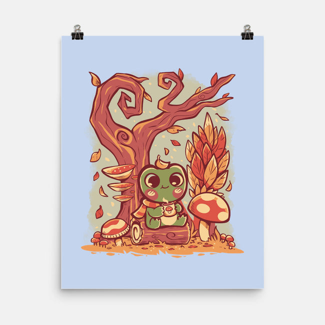 Cozy Autumn Days Frog-None-Matte-Poster-TechraNova