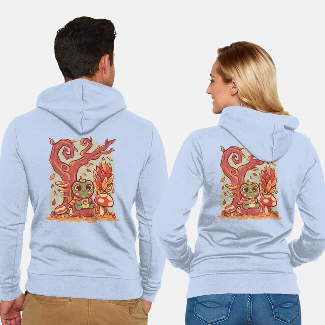 Cozy Autumn Days Frog-Unisex-Zip-Up-Sweatshirt-TechraNova