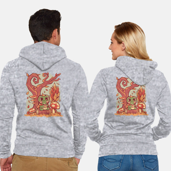 Cozy Autumn Days Frog-Unisex-Zip-Up-Sweatshirt-TechraNova