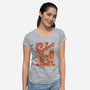 Cozy Autumn Days Frog-Womens-V-Neck-Tee-TechraNova