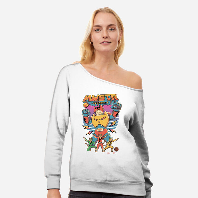 Meowster Squadron-Womens-Off Shoulder-Sweatshirt-vp021