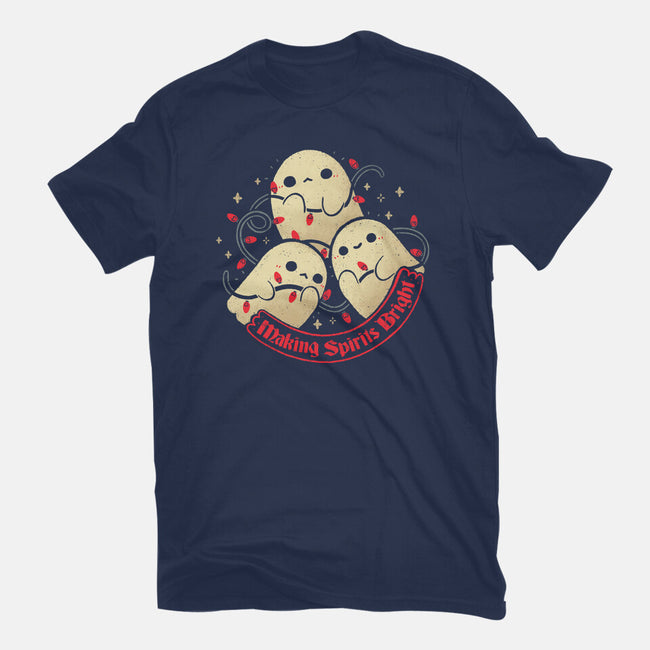 Cute Ghosts Making Spirits Bright-Unisex-Basic-Tee-xMorfina