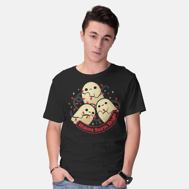 Cute Ghosts Making Spirits Bright-Mens-Basic-Tee-xMorfina