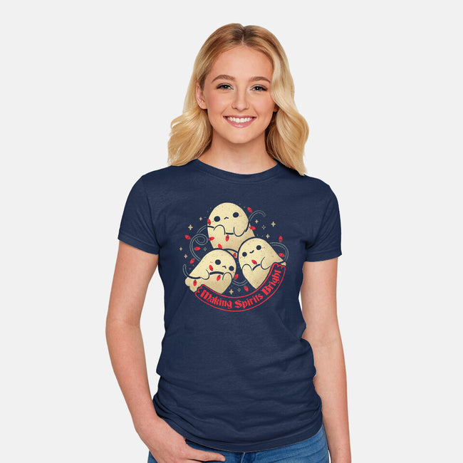 Cute Ghosts Making Spirits Bright-Womens-Fitted-Tee-xMorfina