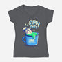 Marshmallow Time-Womens-V-Neck-Tee-Donnie