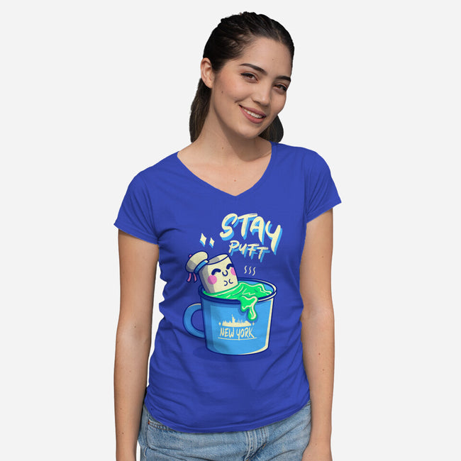 Marshmallow Time-Womens-V-Neck-Tee-Donnie