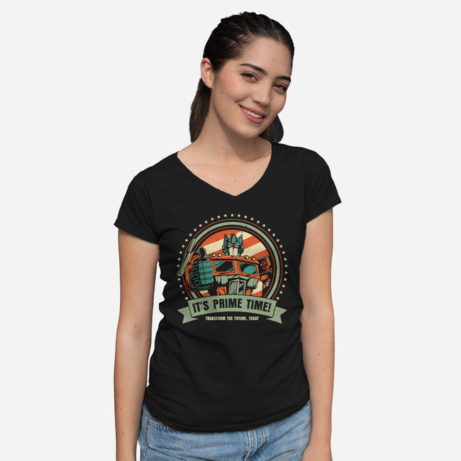 Prime Time-Womens-V-Neck-Tee-retrodivision