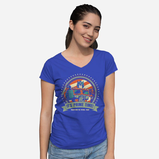 Prime Time-Womens-V-Neck-Tee-retrodivision