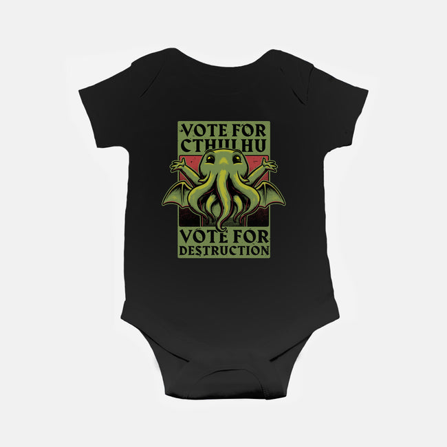 Vote Cthulhu Destruction-Baby-Basic-Onesie-Studio Mootant