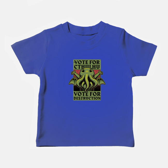 Vote Cthulhu Destruction-Baby-Basic-Tee-Studio Mootant