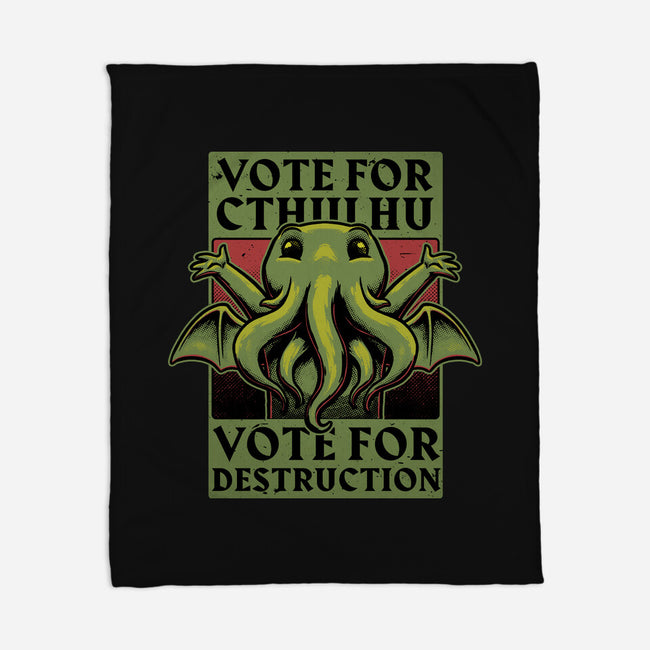 Vote Cthulhu Destruction-None-Fleece-Blanket-Studio Mootant