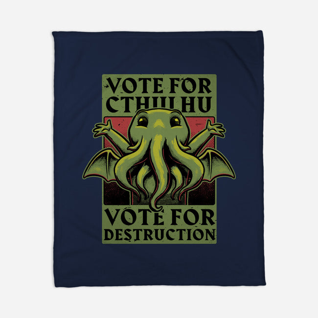 Vote Cthulhu Destruction-None-Fleece-Blanket-Studio Mootant