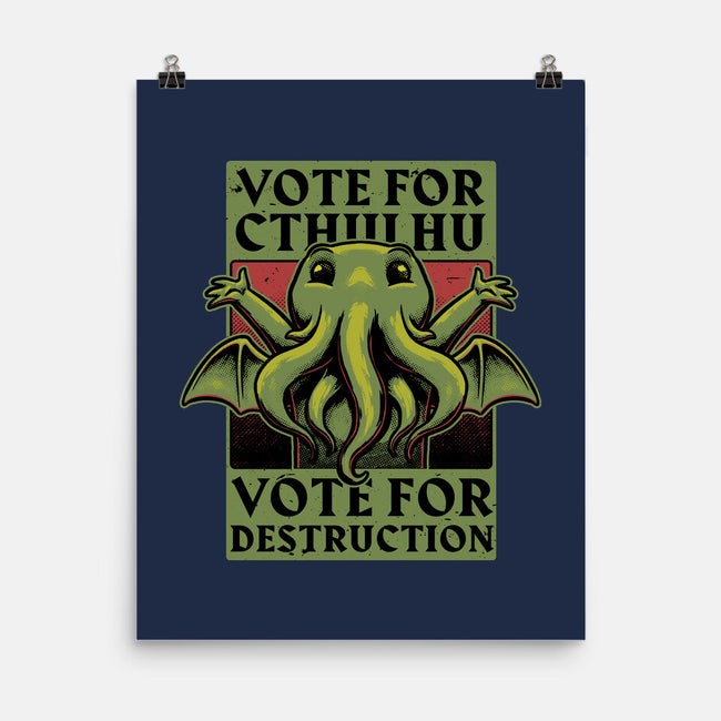 Vote Cthulhu Destruction-None-Matte-Poster-Studio Mootant