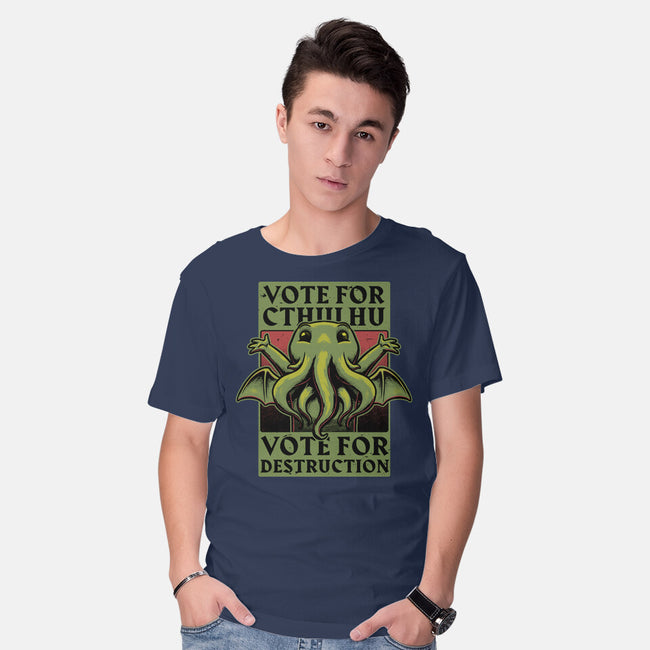 Vote Cthulhu Destruction-Mens-Basic-Tee-Studio Mootant