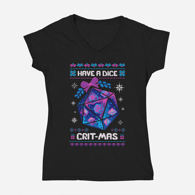 Have A Dice Crit-mas-Womens-V-Neck-Tee-ricolaa