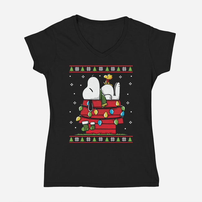 Waiting For Christmas-Womens-V-Neck-Tee-Vallina84