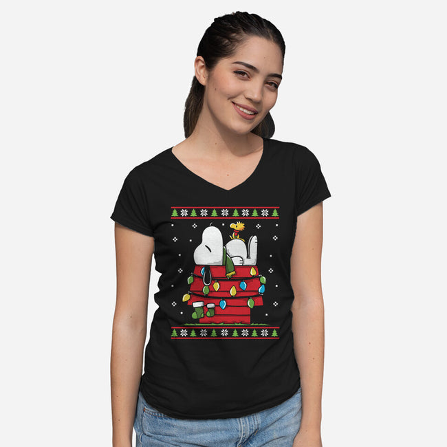 Waiting For Christmas-Womens-V-Neck-Tee-Vallina84