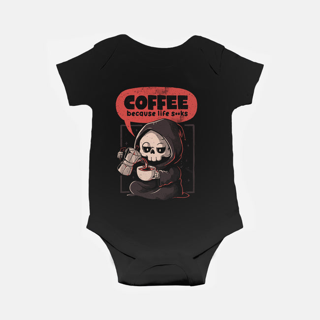 Coffee Because Life-Baby-Basic-Onesie-eduely