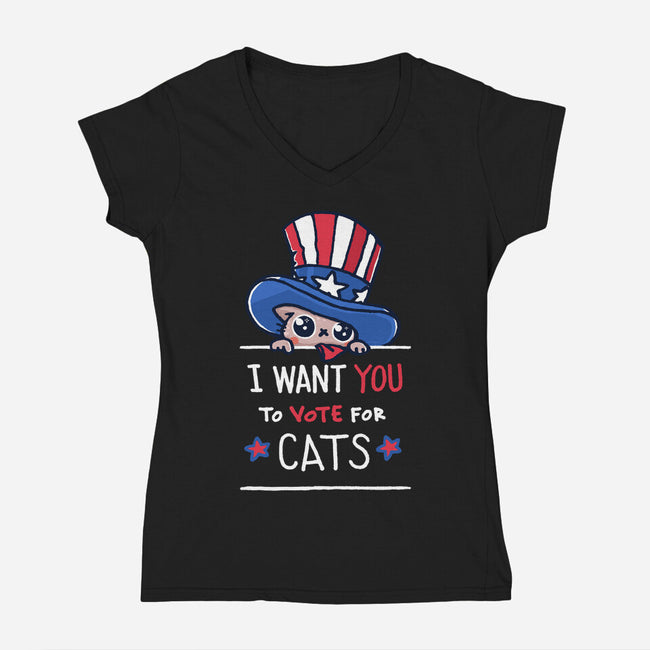 You Should Vote For Cats-Womens-V-Neck-Tee-Wenceslao A Romero