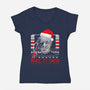 Make It Snow Christmas-Womens-V-Neck-Tee-rocketman_art