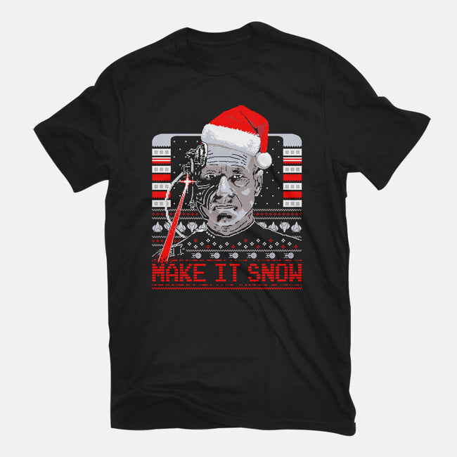 Make It Snow Christmas-Womens-Fitted-Tee-rocketman_art