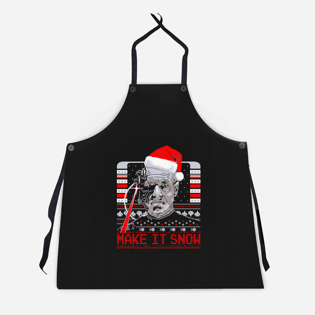 Make It Snow Christmas-Unisex-Kitchen-Apron-rocketman_art