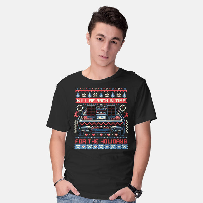 Back In Time For The Holidays-Mens-Basic-Tee-glitchygorilla