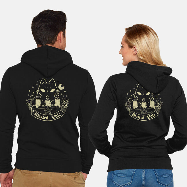 Blessed Yule Black Cat-Unisex-Zip-Up-Sweatshirt-xMorfina